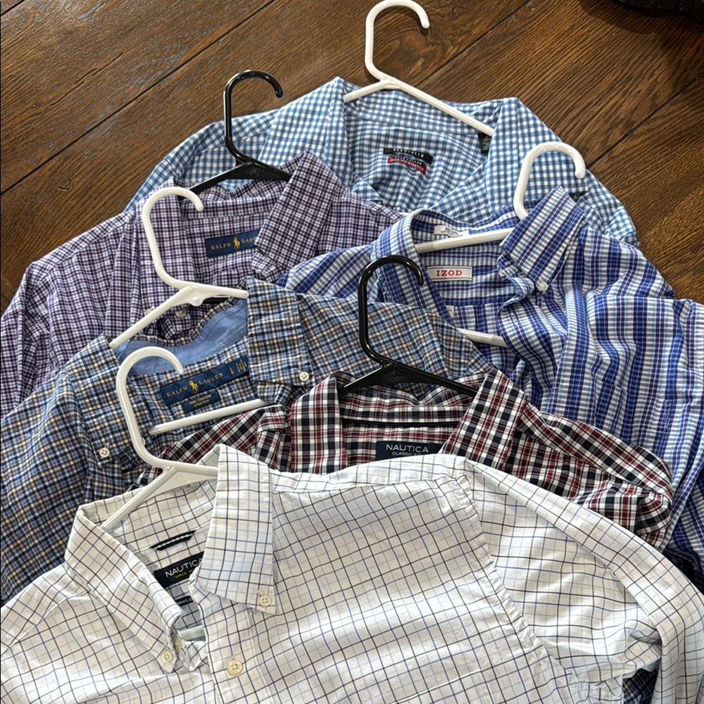 2 Nautica Men's Casual Shirts, 1 izod, 2 ralph lauren 1 van heusen stripped